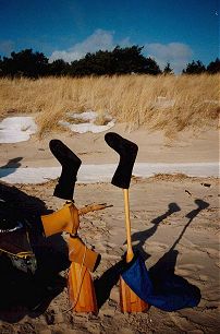 Socken und Paddelpfötchen trocknen in der Sonne